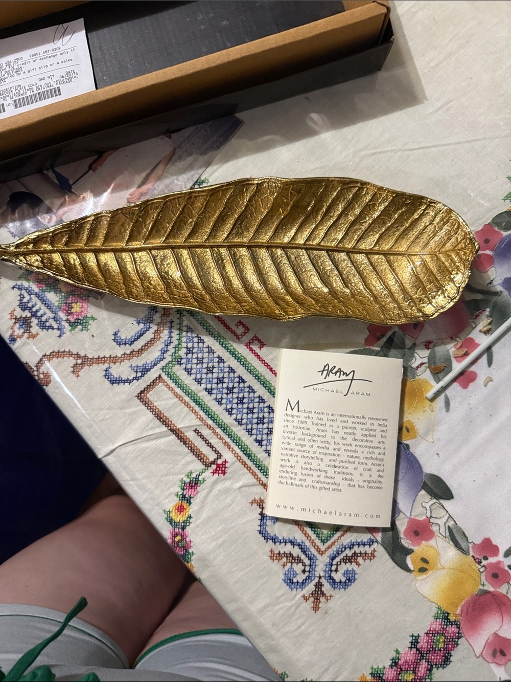 Michael Aram Gold Leaf-Shaped Decorative Tray